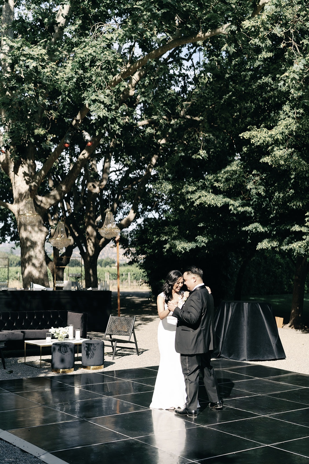 Bright Gloss Black Dance Floor Wedding